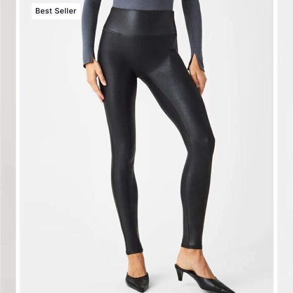 EUC spanx faux leather leggings black small s - Picture 6 of 10
